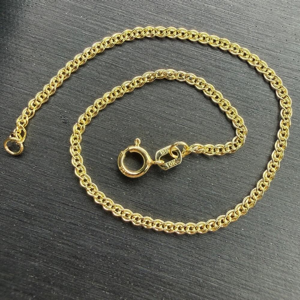 Solid 10k Italian Yellow Gold Nona Link Bracelet 6.5” Long 2mm Wide